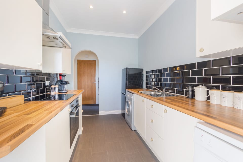 The view of the kitchen from The Tower Room.