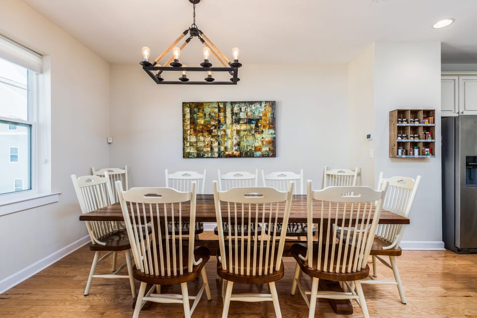 Dim the lights and enjoy a meal with family and friends, this table seats 10.
