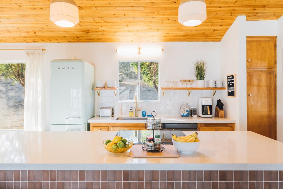 Kitchen is open, airy and spacious