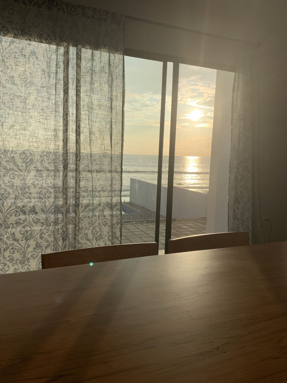 view of ocean from lower unit dining area