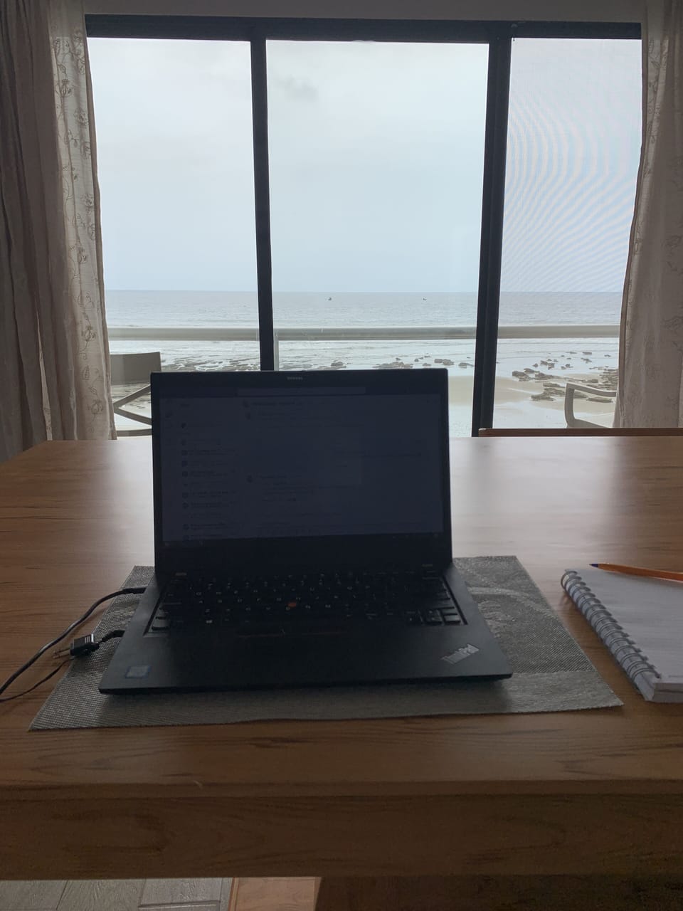 Working at the dining table