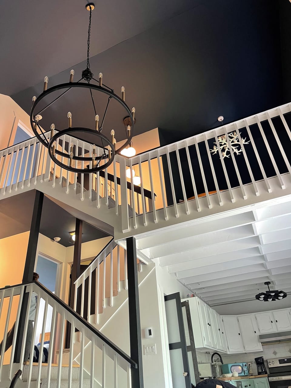 View from living room looking towards upper floors