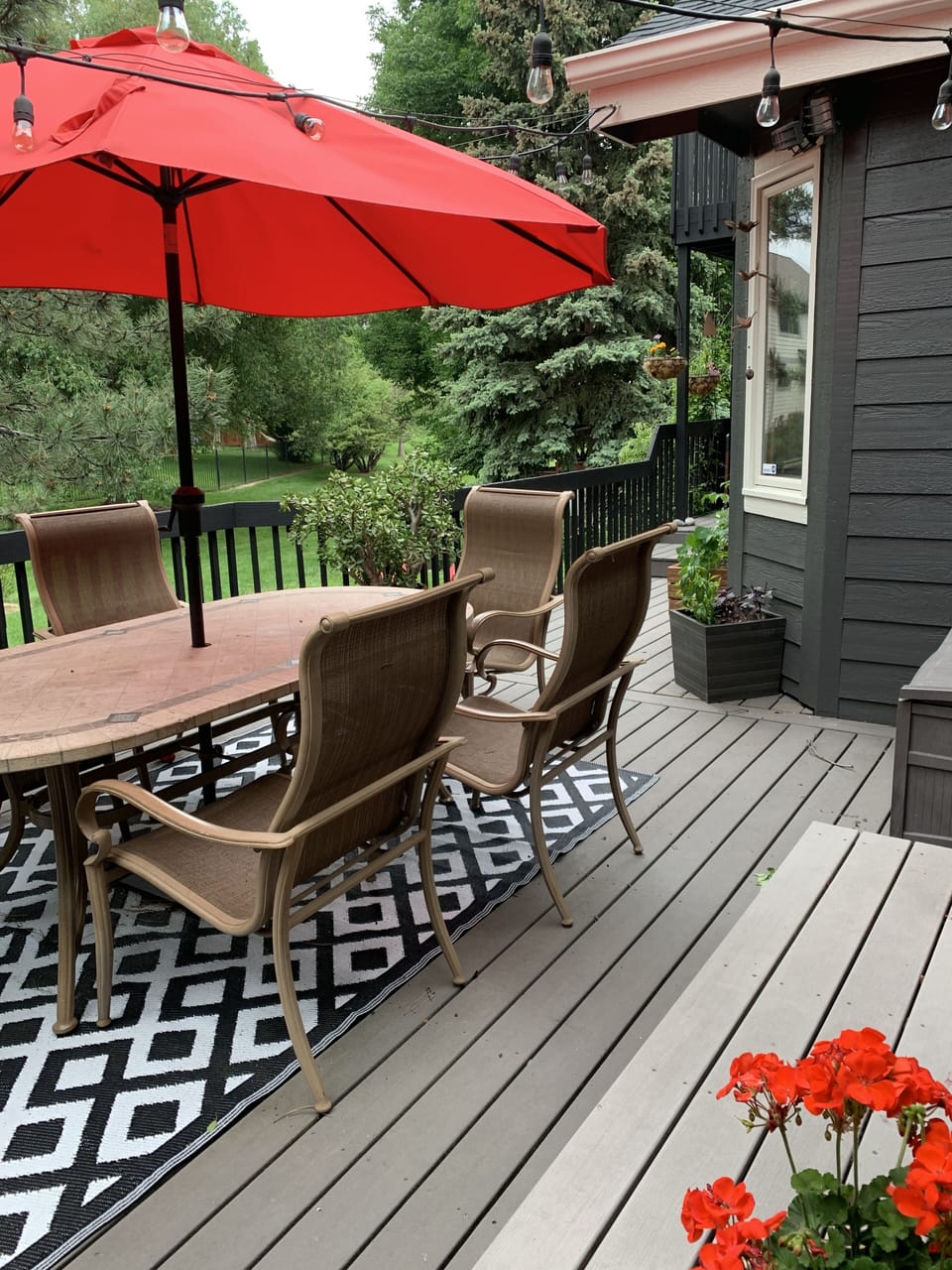 Sit in the back deck for meals and just relaxing