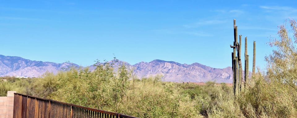 View of the Catalina mountains and part of Preserve from patio