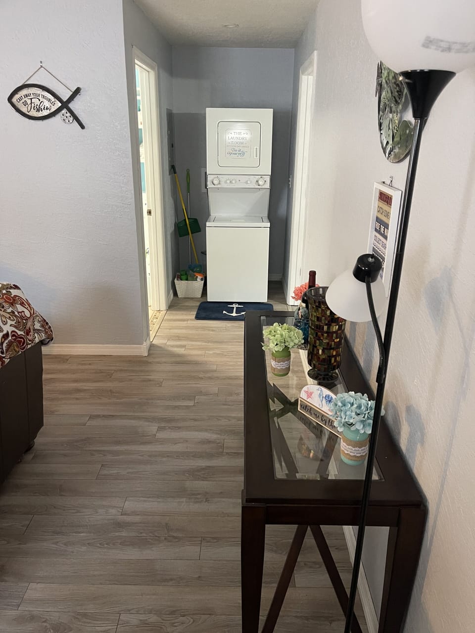 Mini washer and dryer. Complimantary laundry soap, dryer sheets,