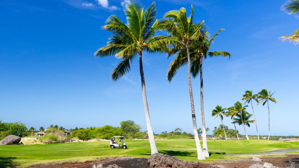 Golf course view from backyard lanai