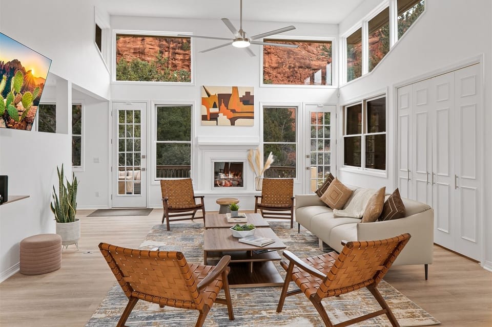 Double volume ceilings, walls of windows, loads of natural light