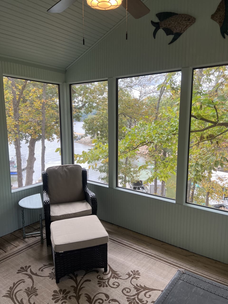 Screened in porch, view from other side. New furniture and freshly updated. 