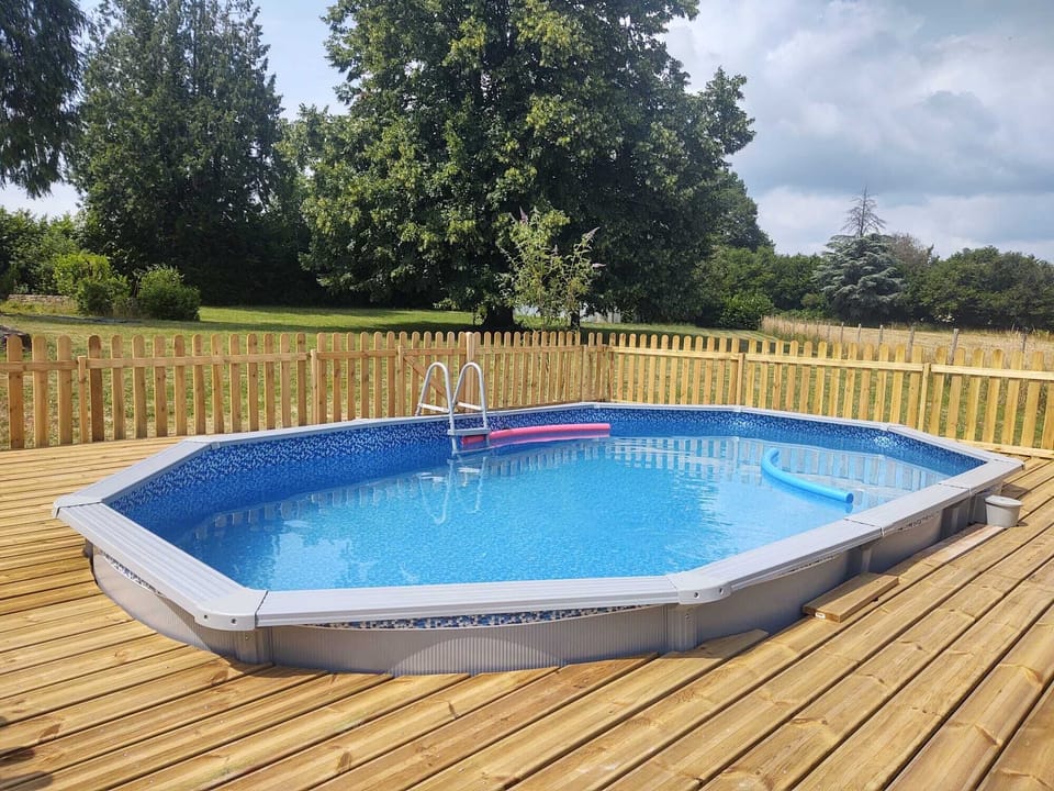 Private pool with decked area