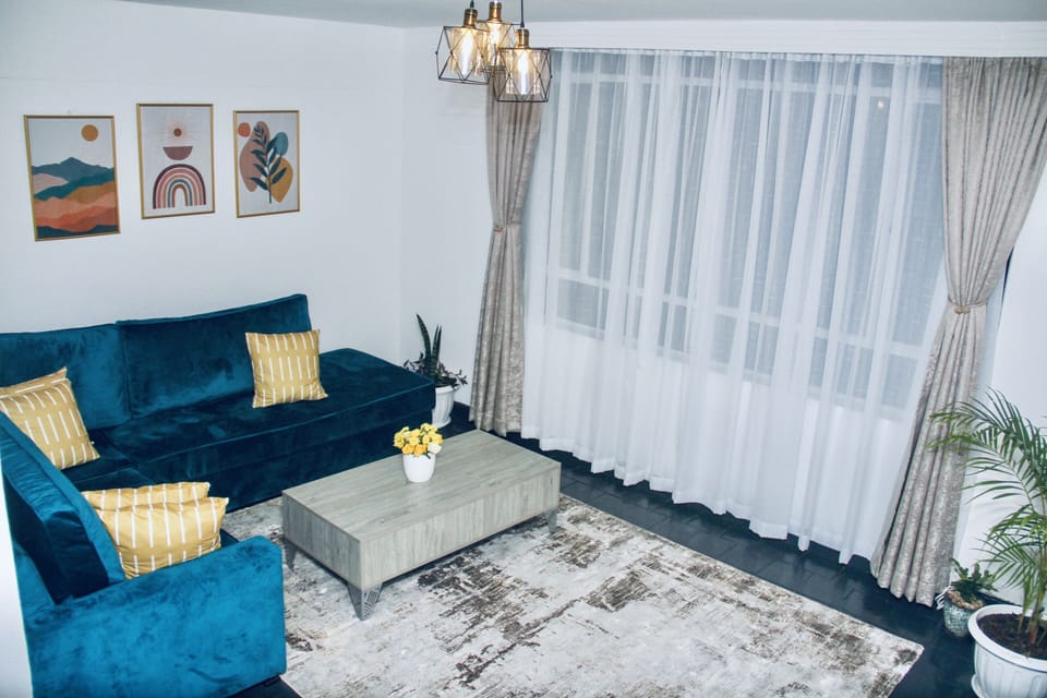 Living room with large windows
