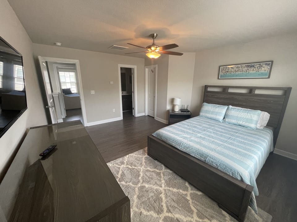 Bedroom #4 on 3rd floor with queen bed and access to full bath