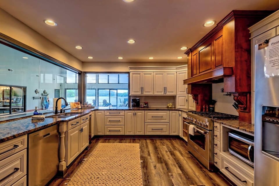 Kitchen is bright and airy.
