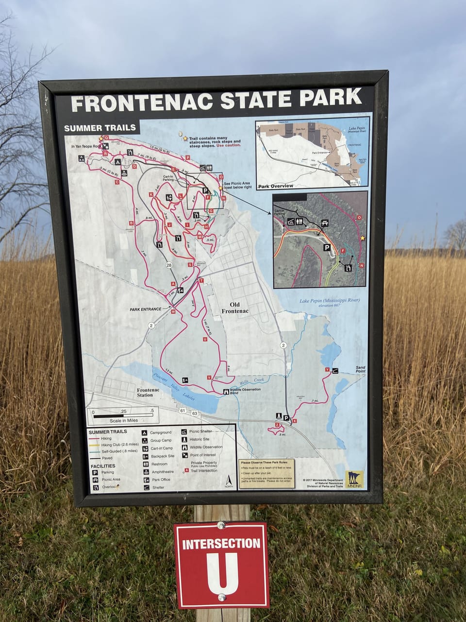 Walking Map for Frontenac State Park just 1 mile away