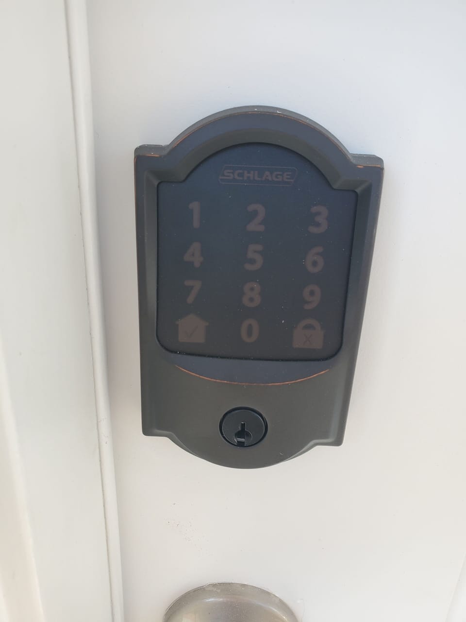 Front door lock customized to your stay with your own unique code.