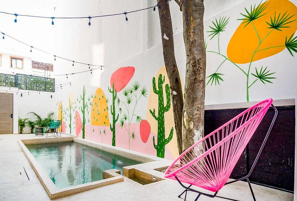 Cozy hammock next to pool