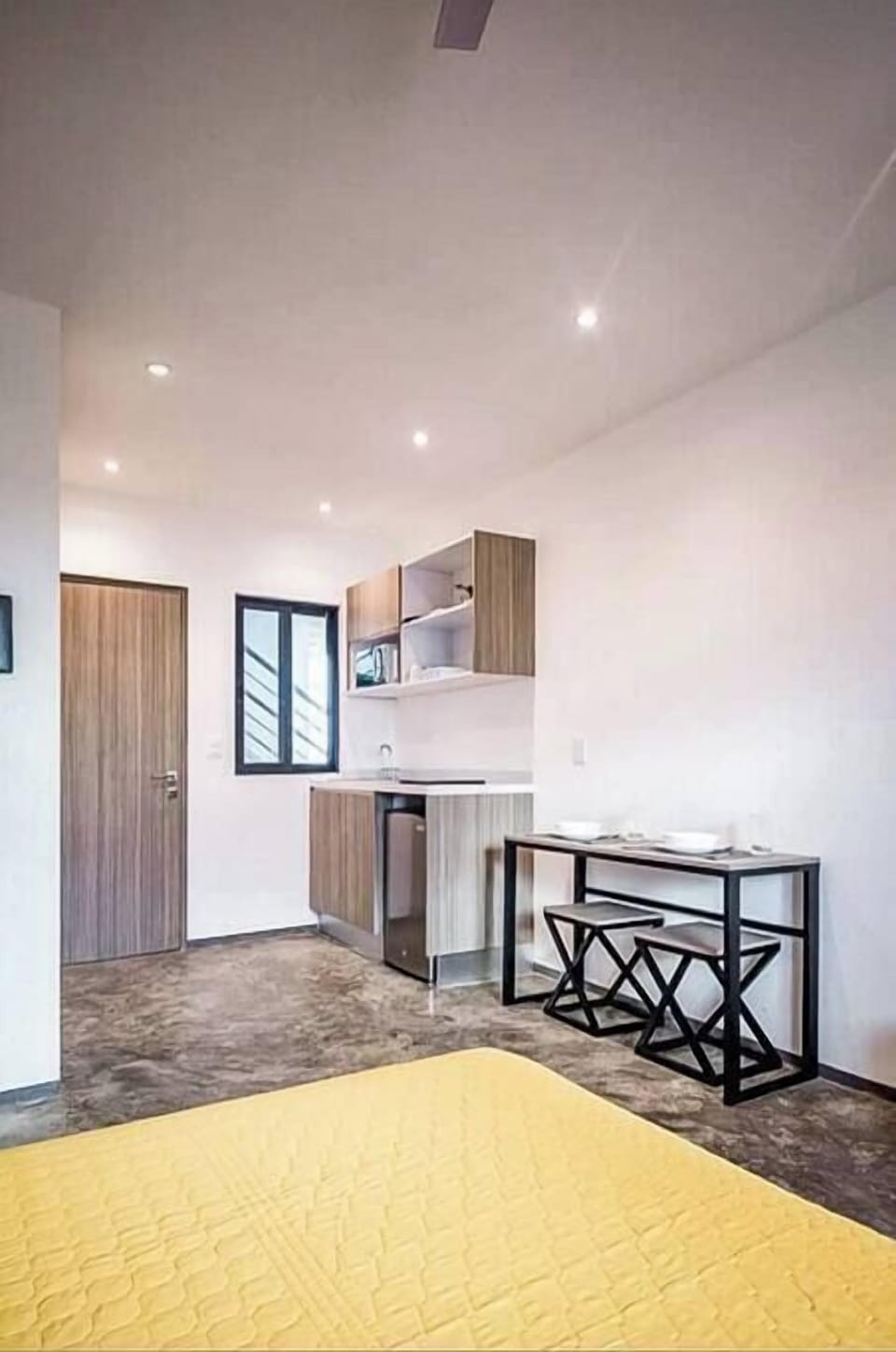 Stylish kitchen with table and window