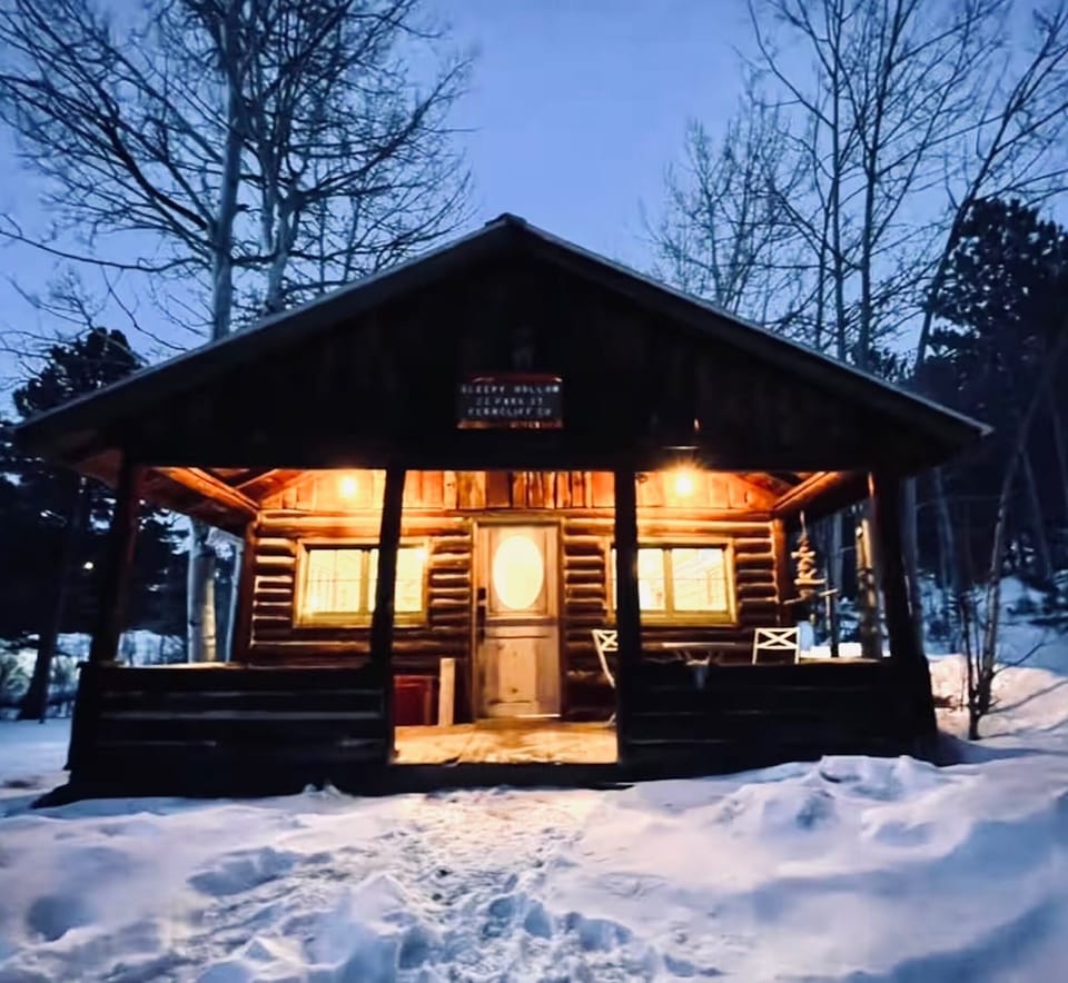 Main Cabin Winter Night Welcome