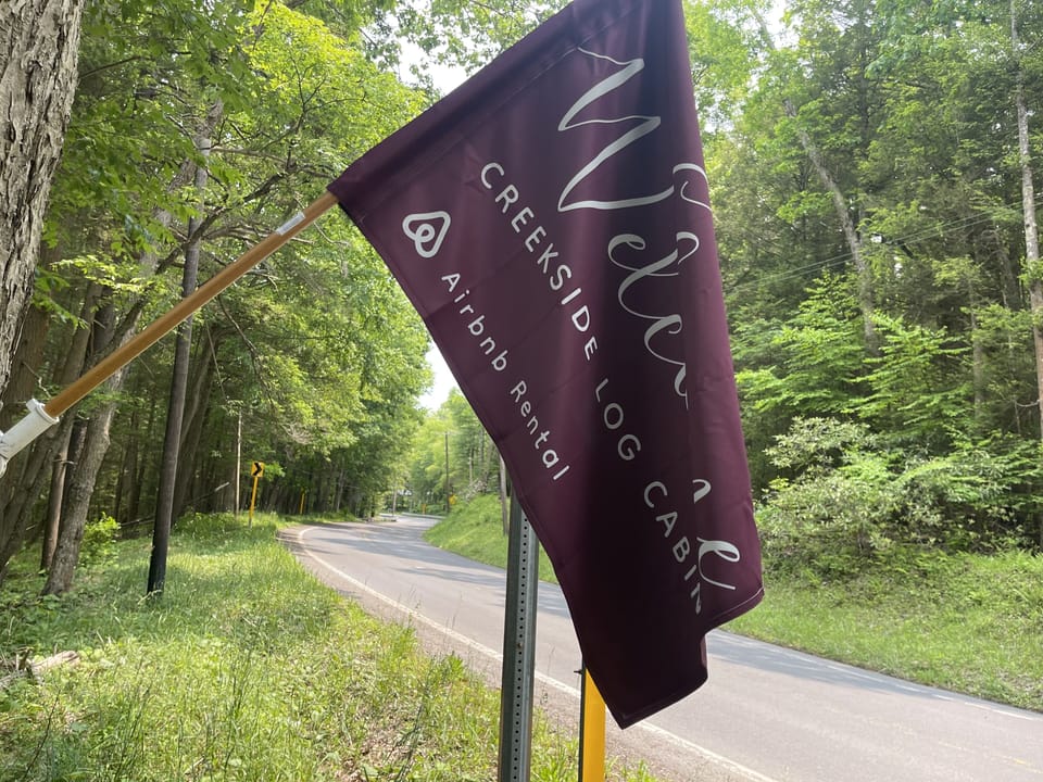 Flag at entrance of driveway