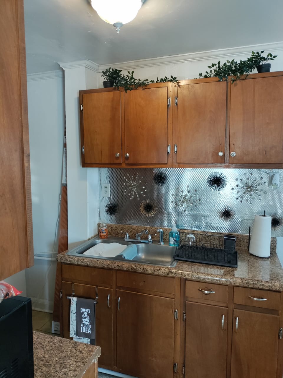 Full Kitchen including refrigerator, oven, microwave, air fryer, and coffeemaker