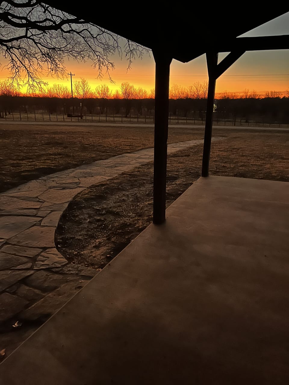 Morning sunrise from right front porch. 