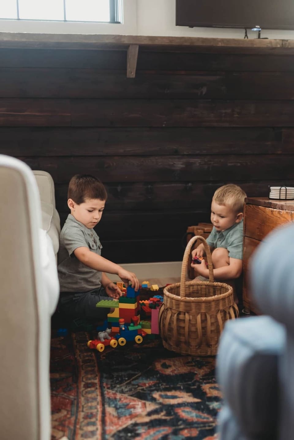 3 East Barn Burner Living Kids Playing Blocks