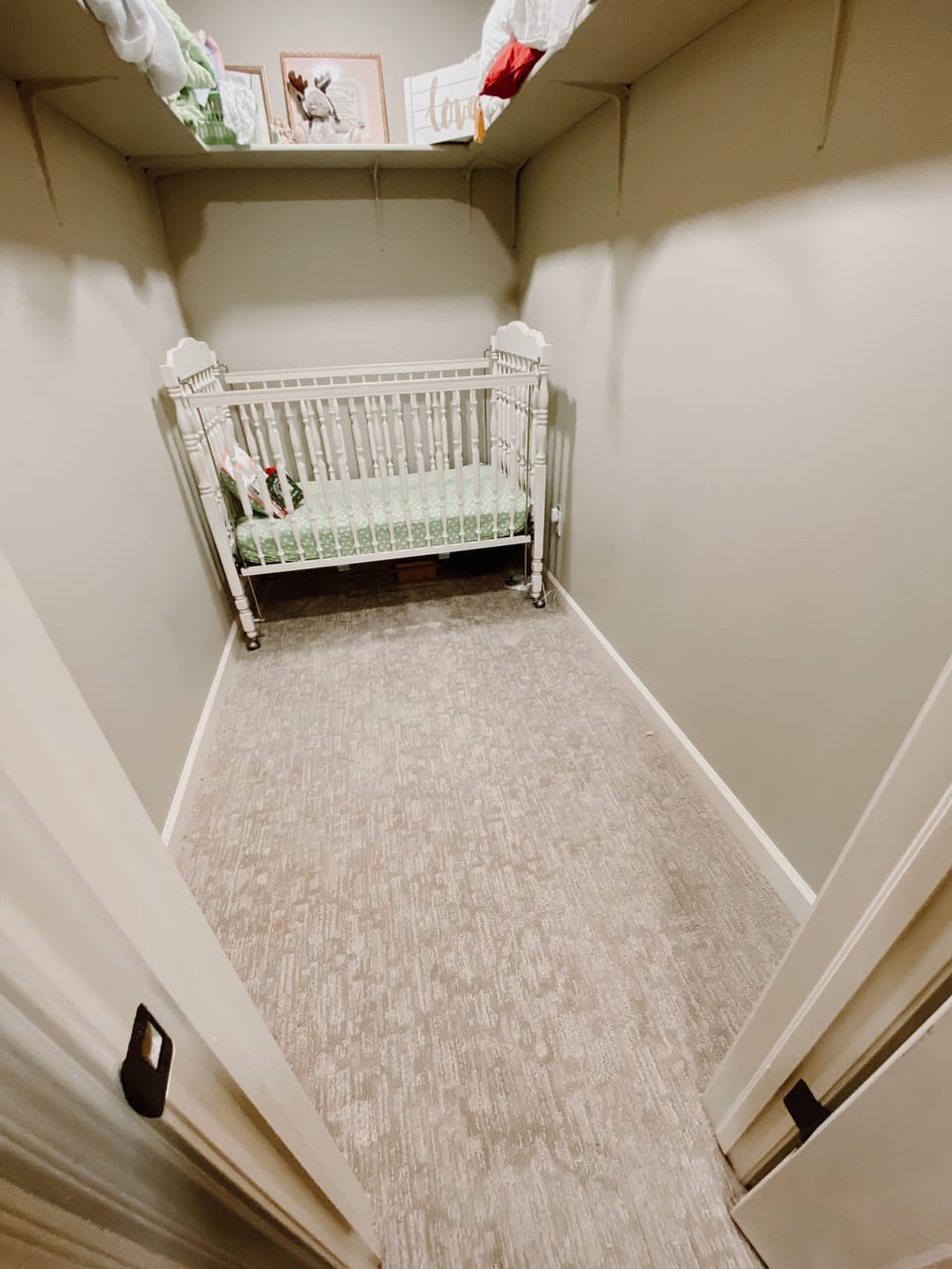 Upstairs large closet with crib