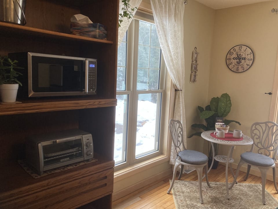 Enjoy the convenience of a microwave and toaster oven