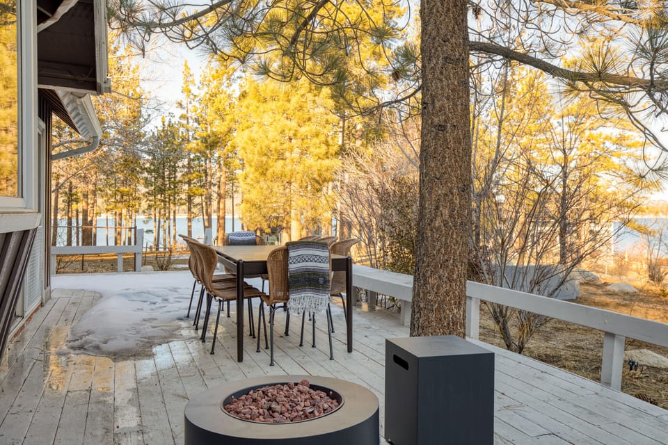 Stay warm by the fire pit.
