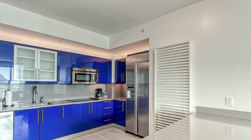 Fully Appointed Kitchen with Nespresso Machine, Coffee Maker & everything you need if you choose to cook.  Access to Room Service as well.  Washer/Dryer Inside Unit