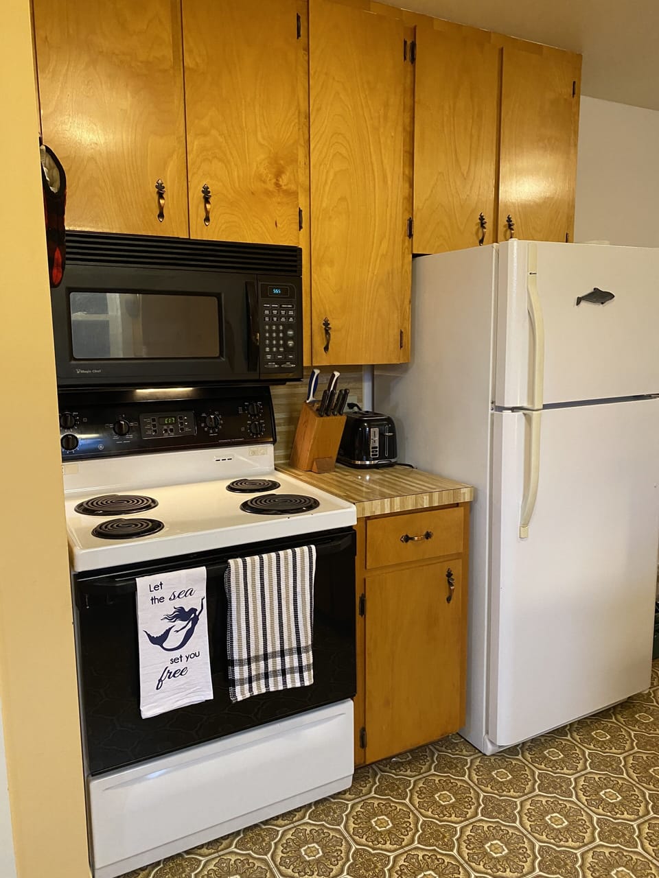 stove and fridge