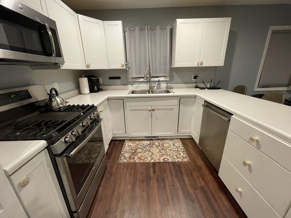 Upgraded and stocked kitchen 
You’ll love making meals here!