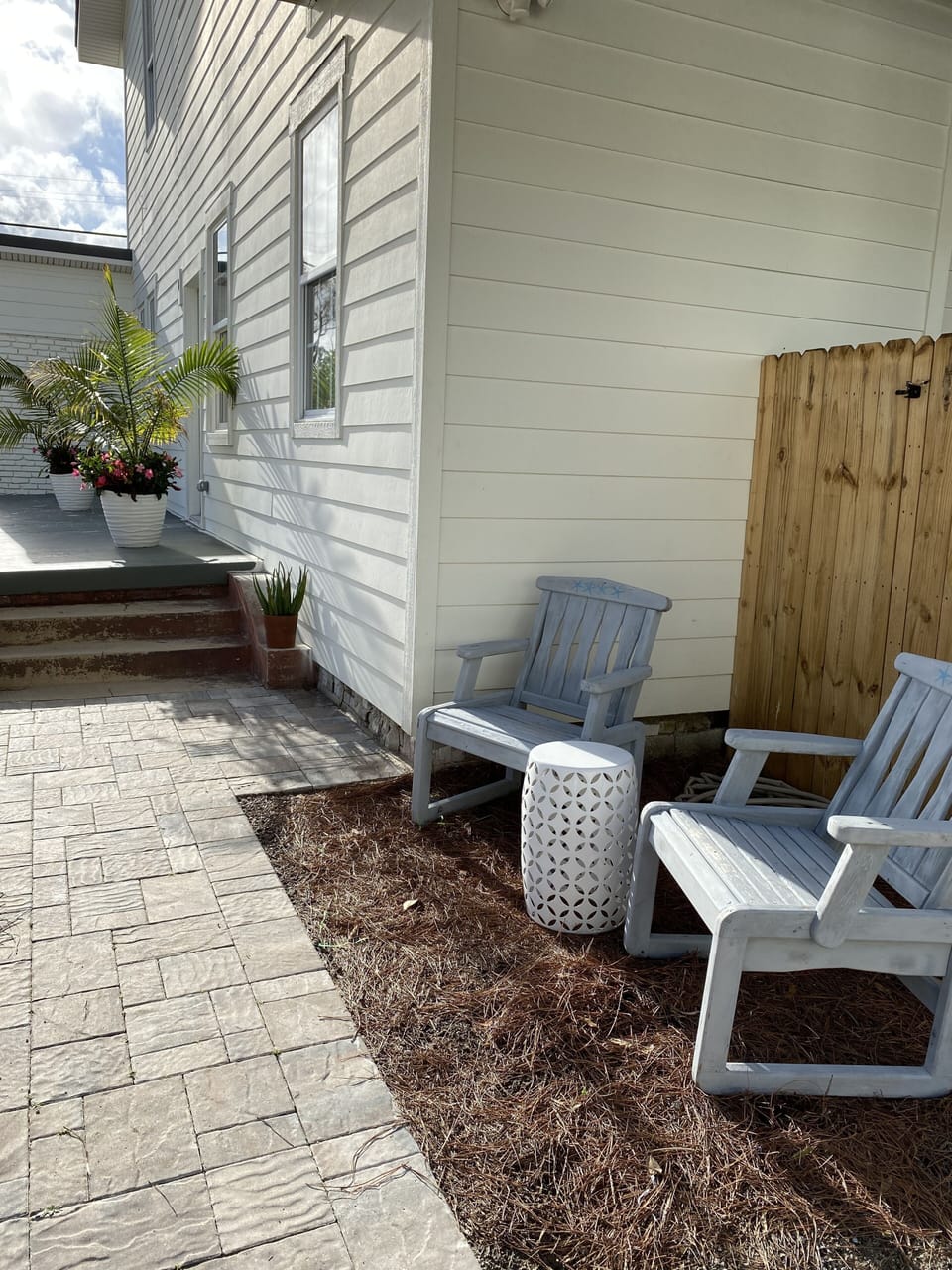 Outdoor sitting area.