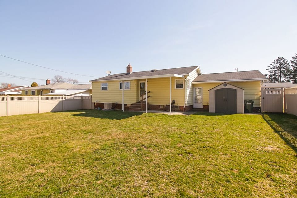 spacious fenced yard