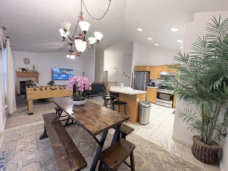 Open space concept for dining area, living room & kitchen
