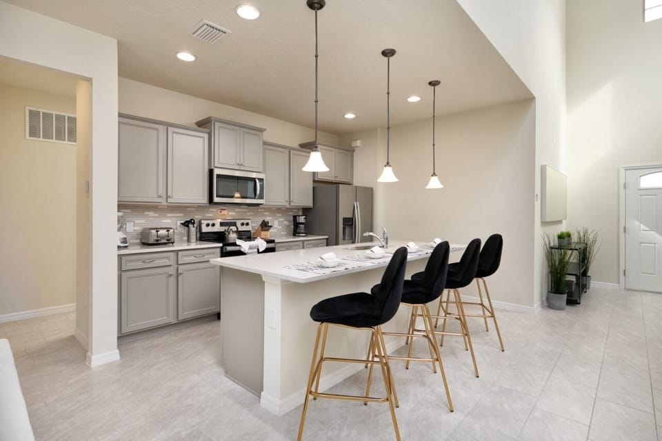 Kitchen with high-end furniture and appliances
