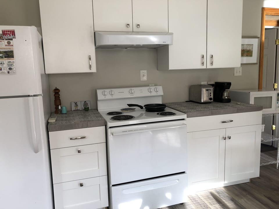 Kitchen appliances and cabinets
