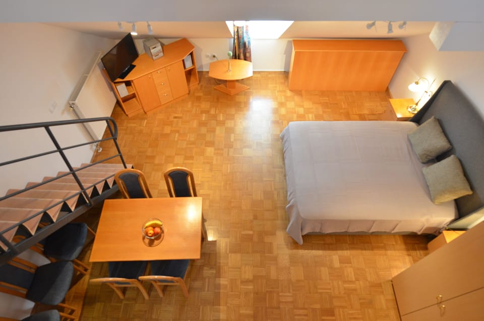 Bird’s eye view of apartment from balcony