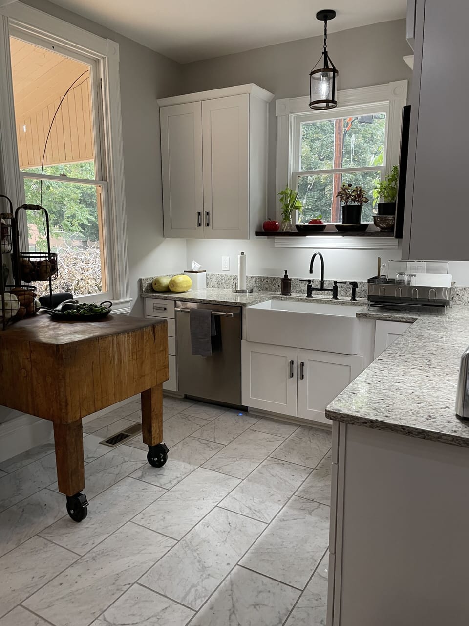 Huge cook's kitchen with all Thermador appliances & antique butcher block.