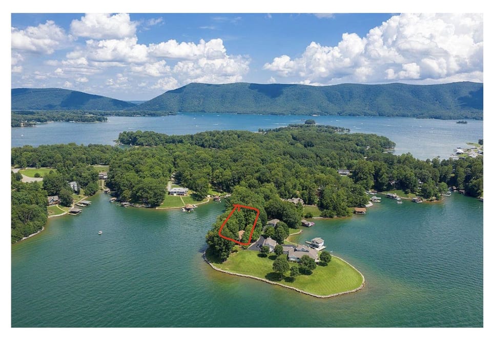 Our lot circled in red before the trees where cleared for construction