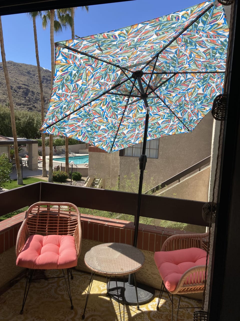 Front balcony off living area (pool and mountain view - peak at Bob Hope house)