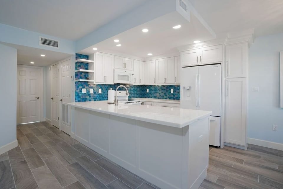 The kitchen island is the perfect place to set up a yummy breakfast buffet. 