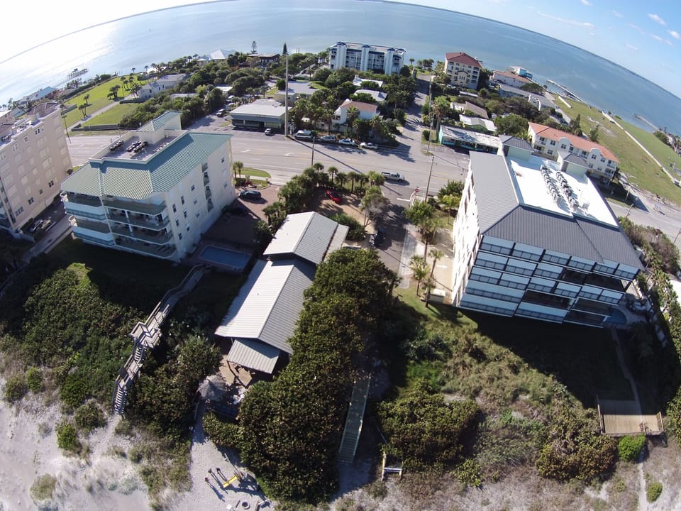 The Beach Bungalow is on the Highway A1A side of the property. 