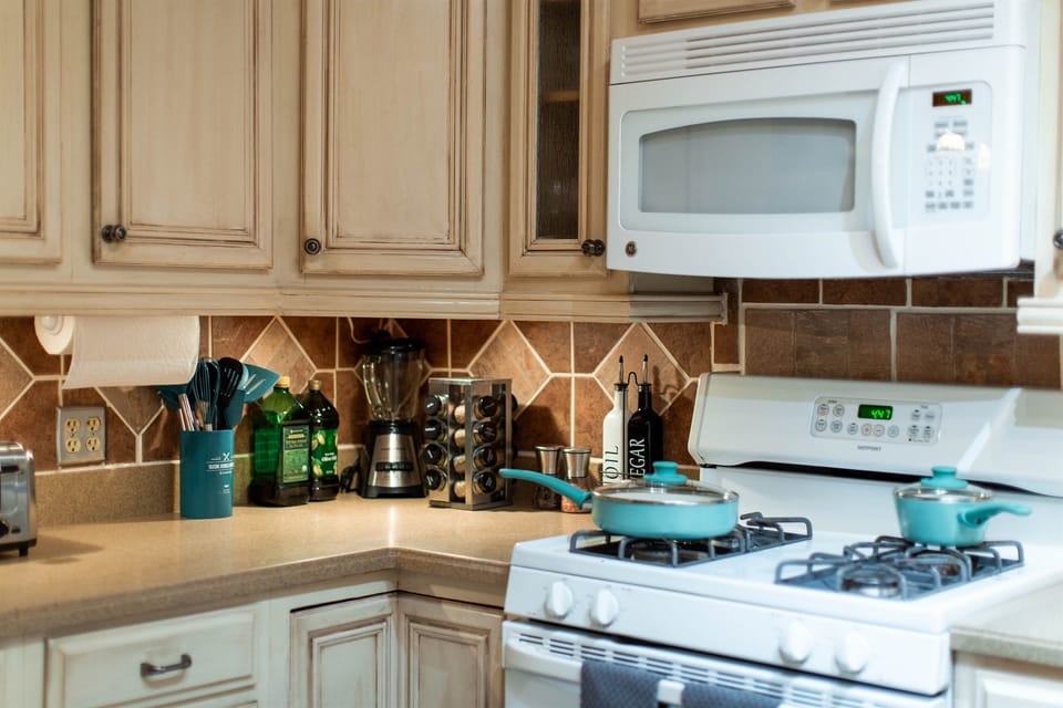 The kitchen has all you need to prepare meals for the family