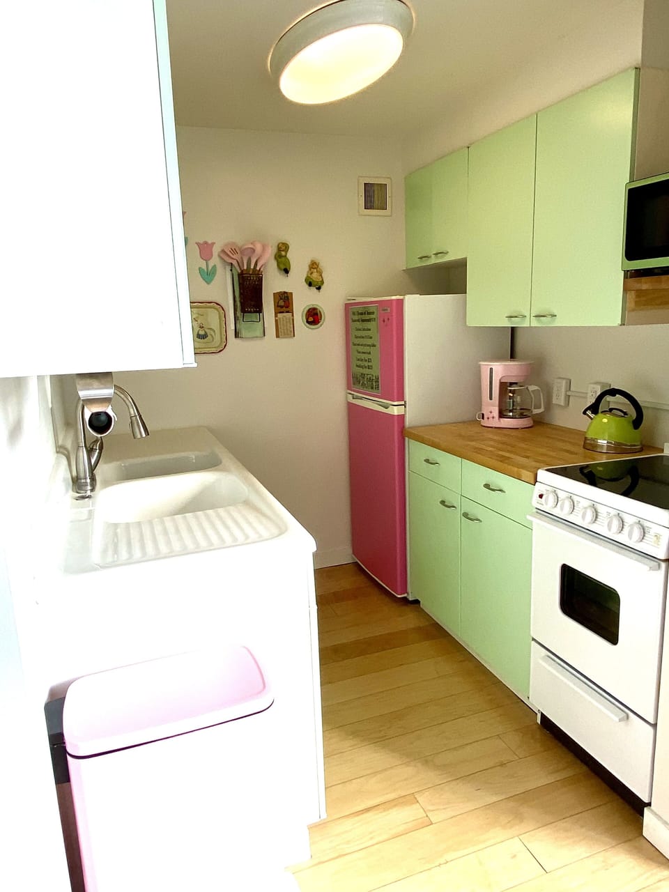 It's a small electric stove and a there is a microwave. 