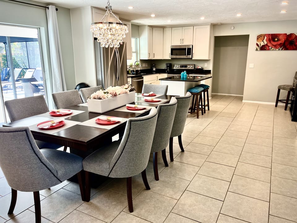 Large dining table seats 8