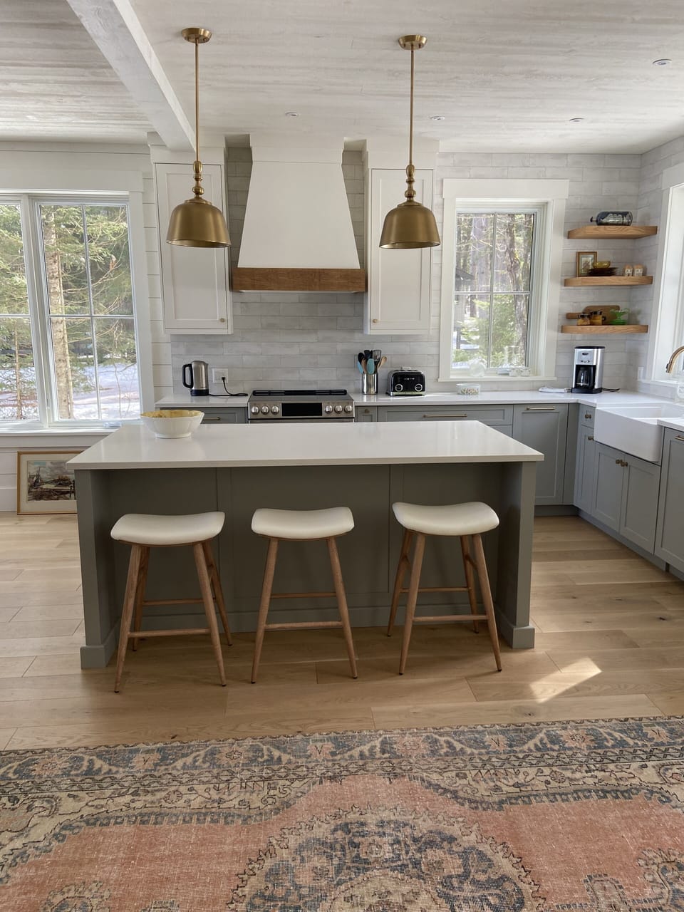 Island with stools