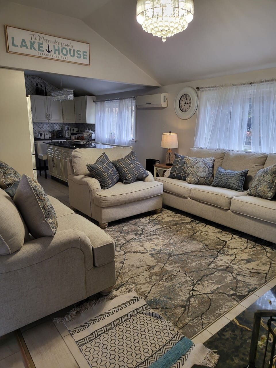 living room with sofabed converts into queen bed 