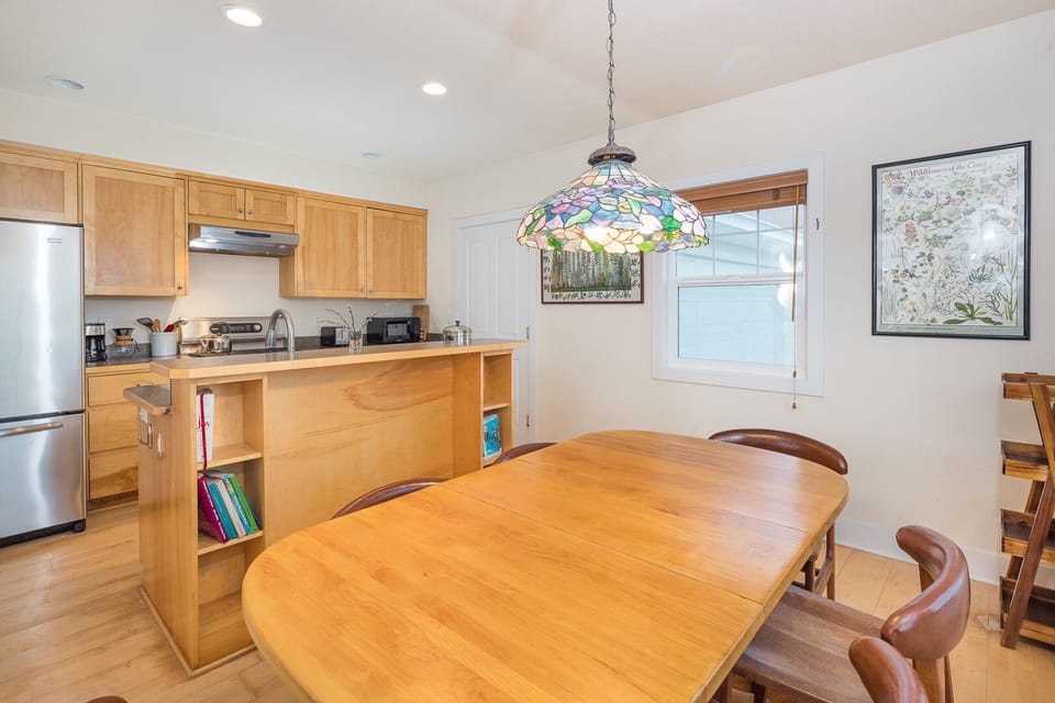 Large dining table for family meals.