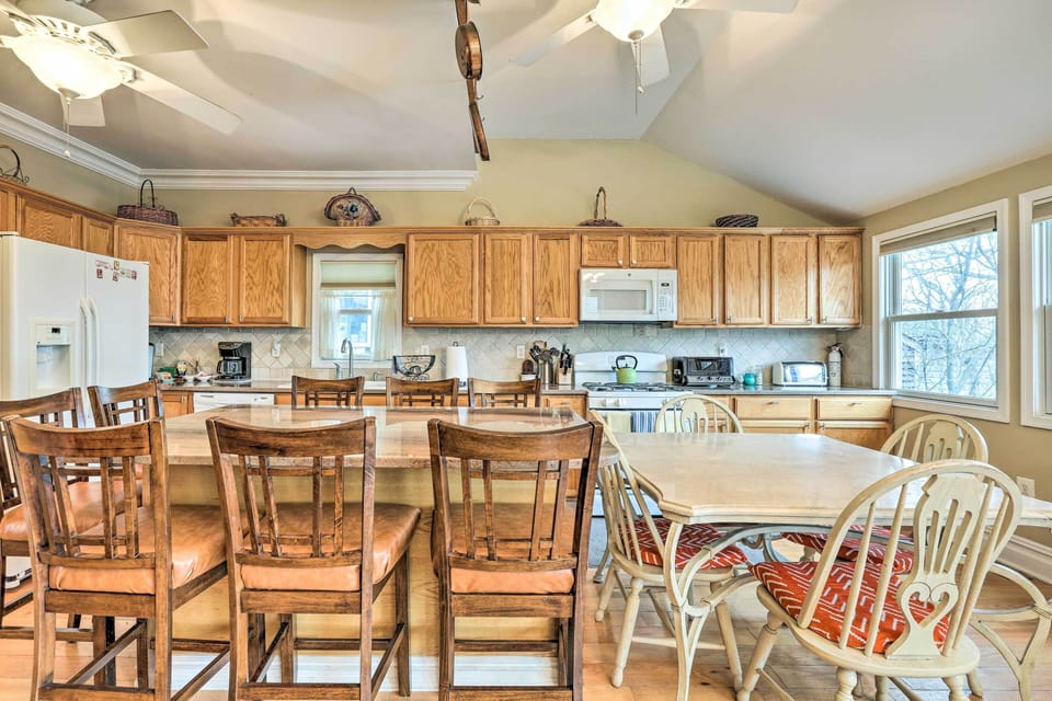 Large kitchen island provides plenty of space for meal prep and hanging out.