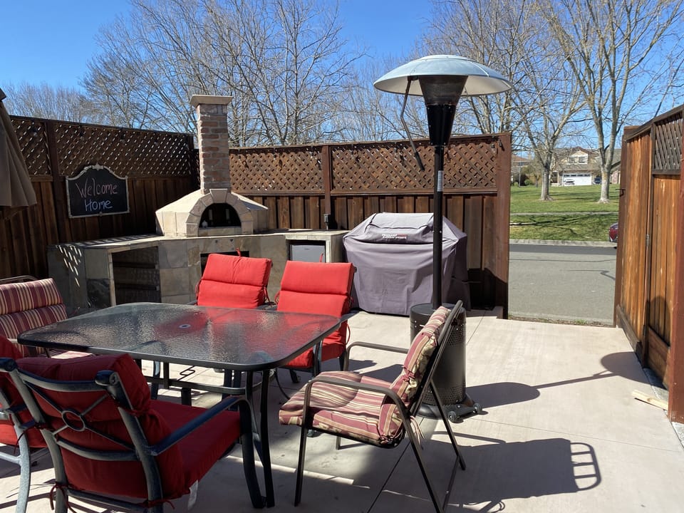 Backyard with gate to park 